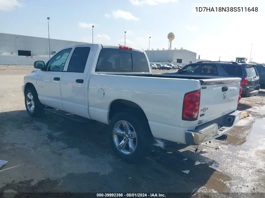 2008 Dodge Ram 1500 Slt VIN: 1D7HA18N38S511648 Lot: 39992398