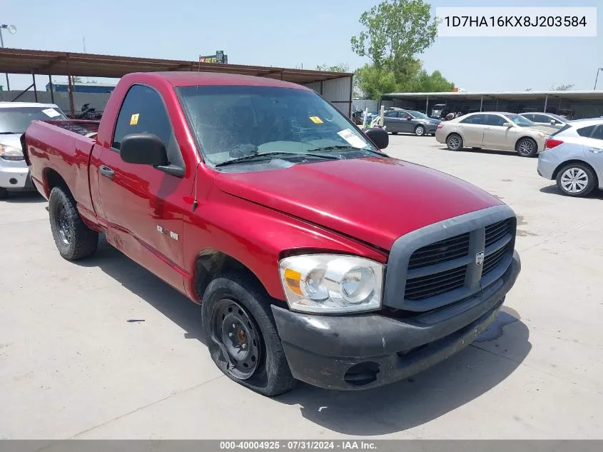 2008 Dodge Ram 1500 St/Sxt VIN: 1D7HA16KX8J203584 Lot: 40004925