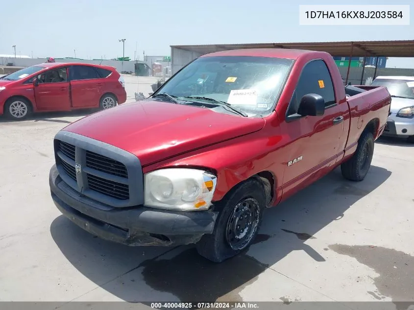 2008 Dodge Ram 1500 St/Sxt VIN: 1D7HA16KX8J203584 Lot: 40004925