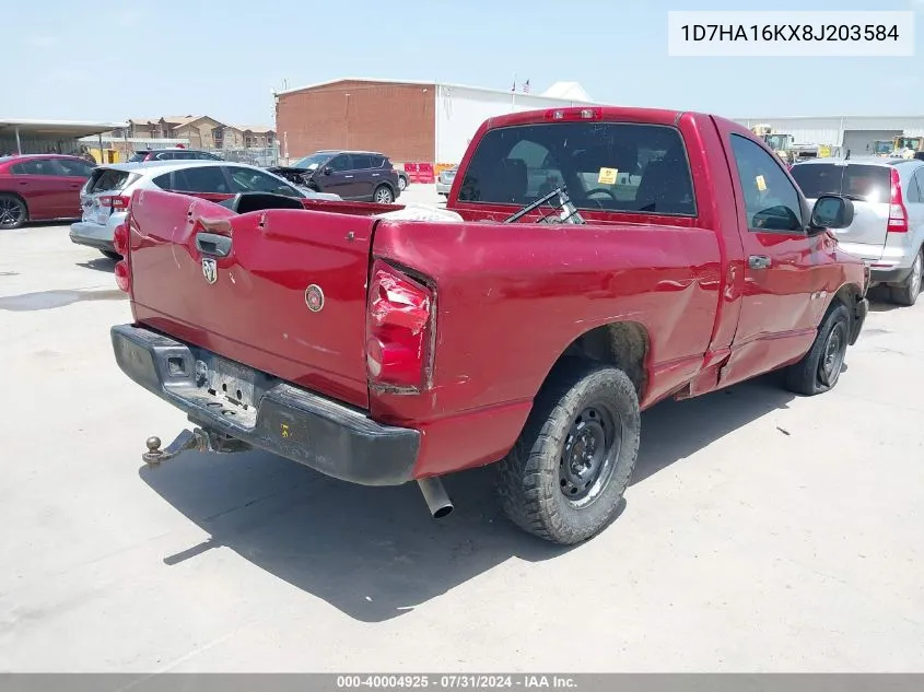 2008 Dodge Ram 1500 St/Sxt VIN: 1D7HA16KX8J203584 Lot: 40004925