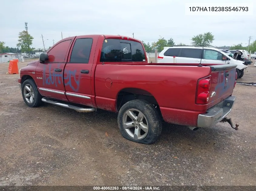 2008 Dodge Ram 1500 Slt VIN: 1D7HA18238S546793 Lot: 40052263