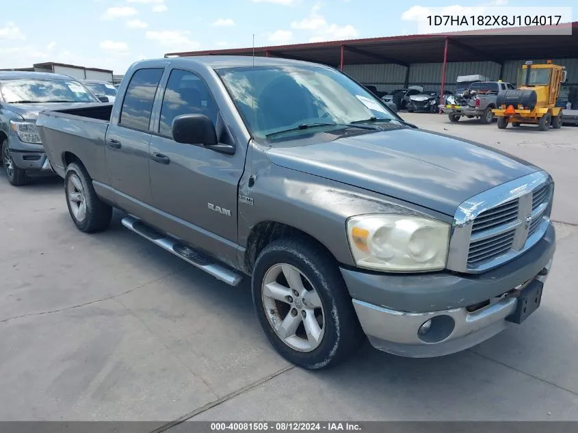 2008 Dodge Ram 1500 Slt VIN: 1D7HA182X8J104017 Lot: 40081505