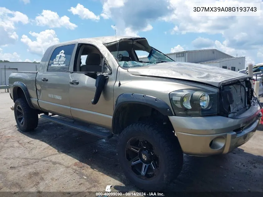 2008 Dodge Ram 3500 Sxt/Slt VIN: 3D7MX39A08G193743 Lot: 40099090