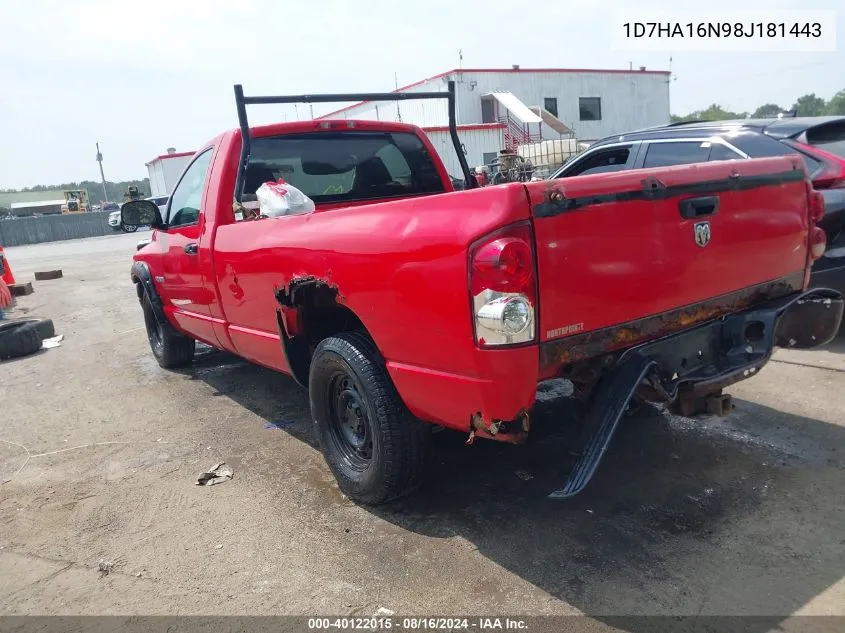 2008 Dodge Ram 1500 St/Slt VIN: 1D7HA16N98J181443 Lot: 40122015