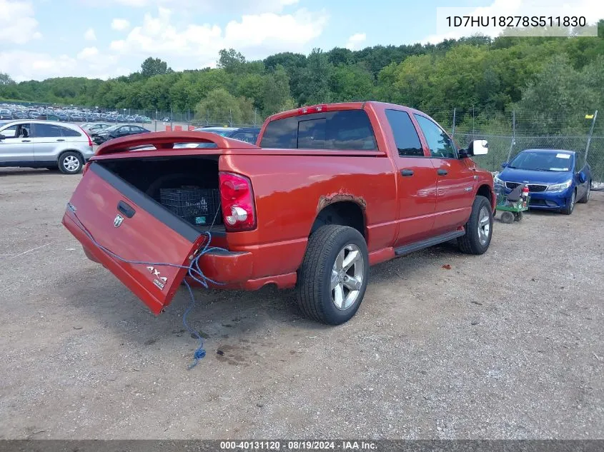 2008 Dodge Ram 1500 Slt VIN: 1D7HU18278S511830 Lot: 40131120