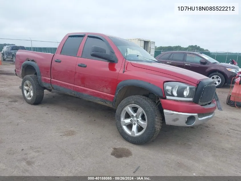 2008 Dodge Ram 1500 Slt VIN: 1D7HU18N08S522212 Lot: 40188085