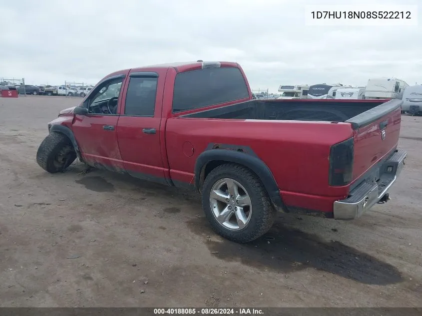 2008 Dodge Ram 1500 Slt VIN: 1D7HU18N08S522212 Lot: 40188085