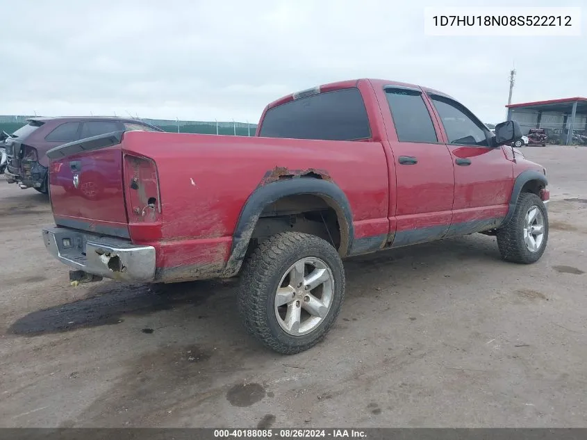 2008 Dodge Ram 1500 Slt VIN: 1D7HU18N08S522212 Lot: 40188085