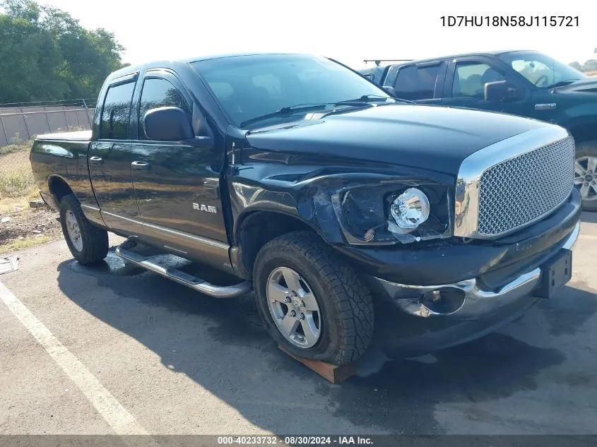 2008 Dodge Ram 1500 Slt VIN: 1D7HU18N58J115721 Lot: 40233732