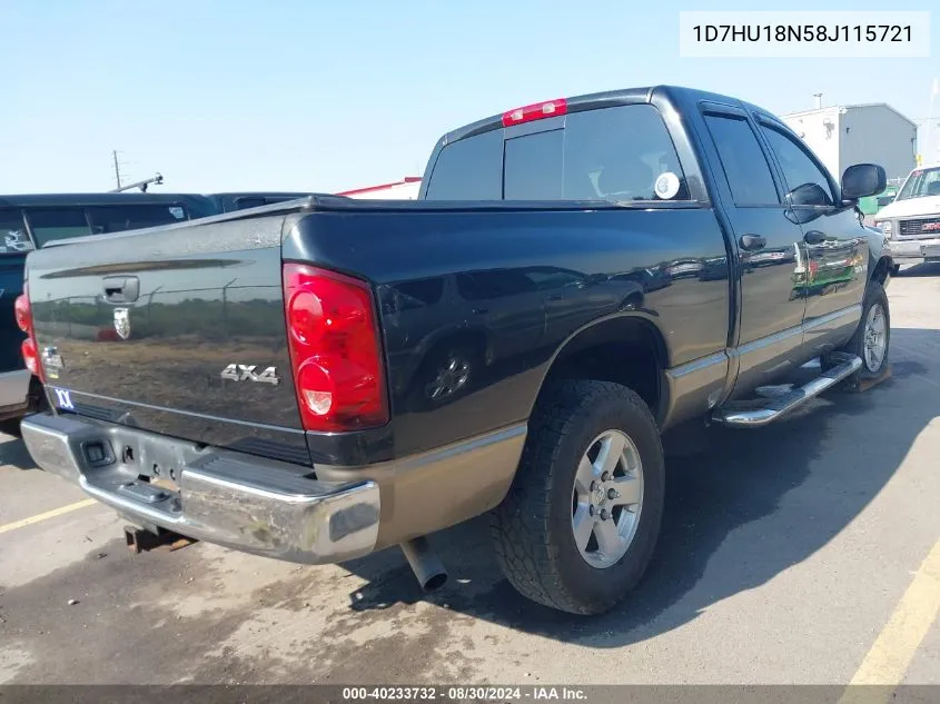 2008 Dodge Ram 1500 Slt VIN: 1D7HU18N58J115721 Lot: 40233732