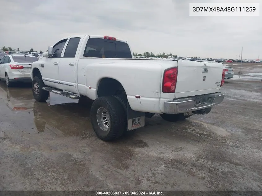 2008 Dodge Ram 3500 Laramie VIN: 3D7MX48A48G111259 Lot: 40256837