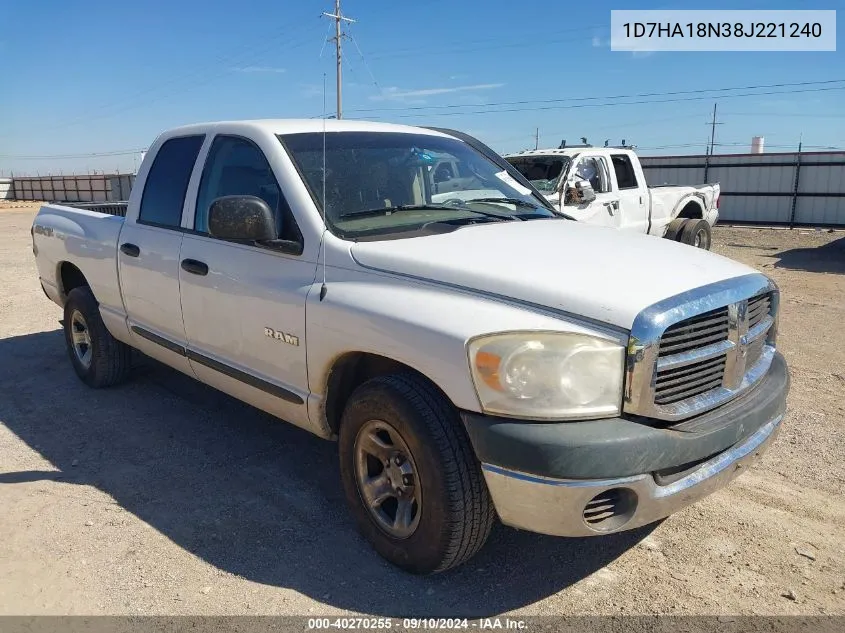 2008 Dodge Ram 1500 St/Slt VIN: 1D7HA18N38J221240 Lot: 40270255