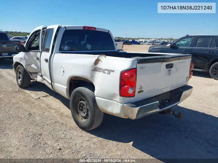 2008 Dodge Ram 1500 St/Slt VIN: 1D7HA18N38J221240 Lot: 40270255