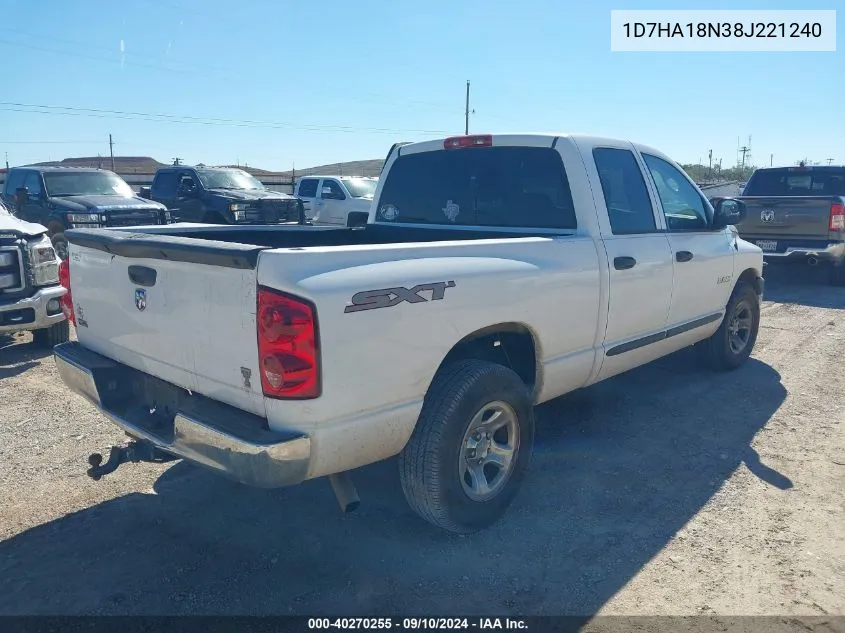 2008 Dodge Ram 1500 St/Slt VIN: 1D7HA18N38J221240 Lot: 40270255