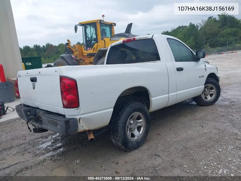 2008 Dodge Ram 1500 St/Sxt VIN: 1D7HA16K38J156169 Lot: 40273509