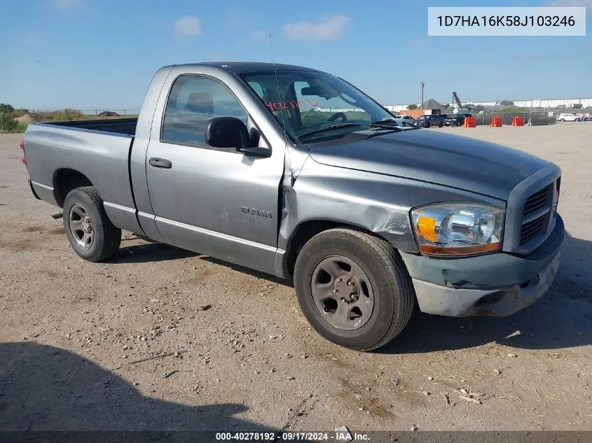 2008 Dodge Ram 1500 St/Sxt VIN: 1D7HA16K58J103246 Lot: 40278192