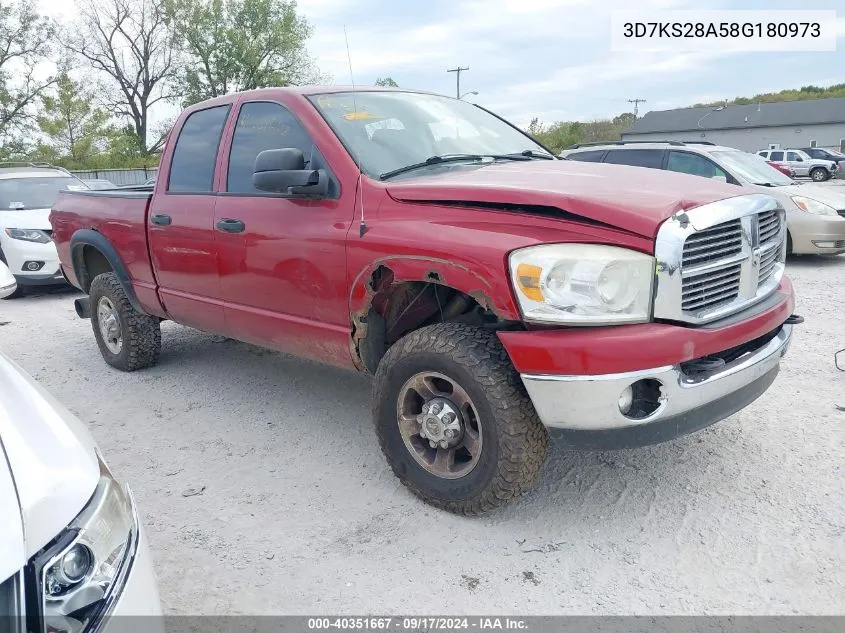 2008 Dodge Ram 2500 Slt/Power Wagon VIN: 3D7KS28A58G180973 Lot: 40351667