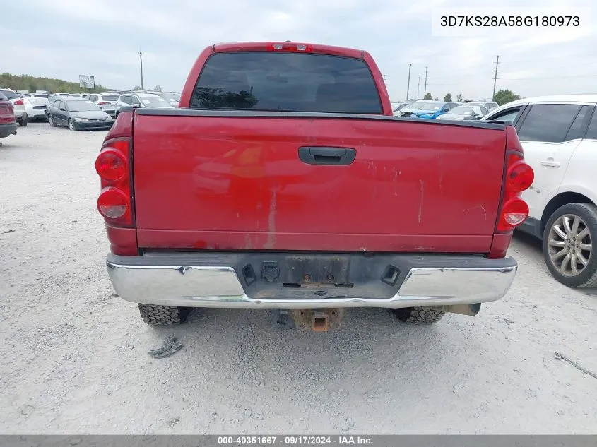 2008 Dodge Ram 2500 Slt/Power Wagon VIN: 3D7KS28A58G180973 Lot: 40351667