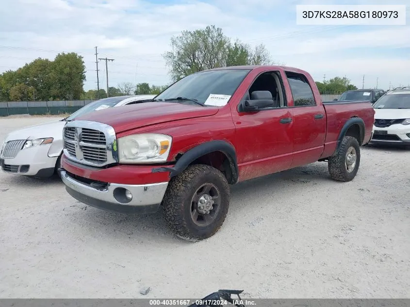 2008 Dodge Ram 2500 Slt/Power Wagon VIN: 3D7KS28A58G180973 Lot: 40351667