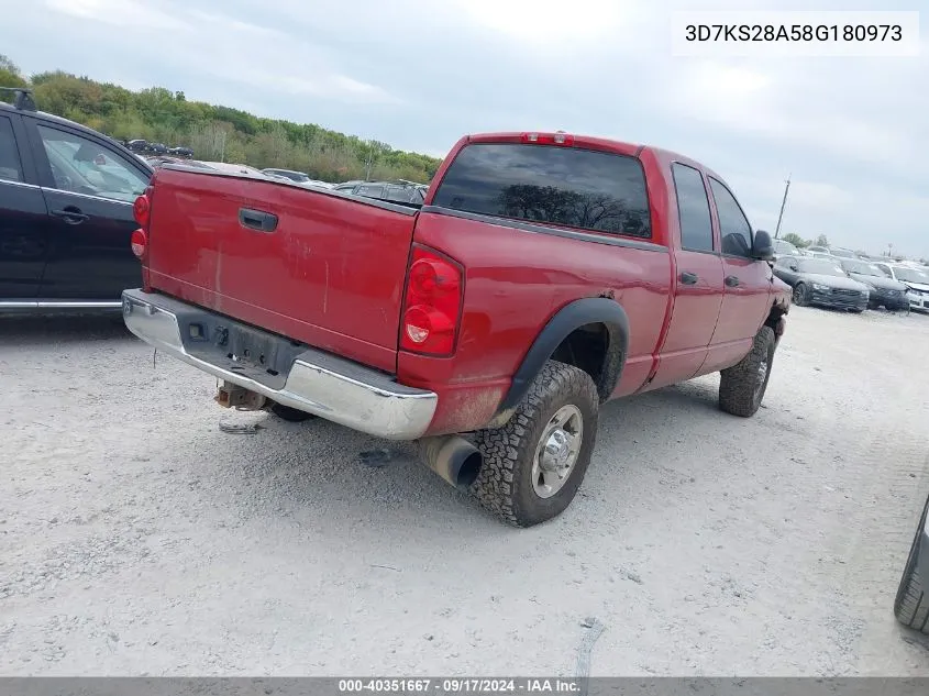 2008 Dodge Ram 2500 Slt/Power Wagon VIN: 3D7KS28A58G180973 Lot: 40351667