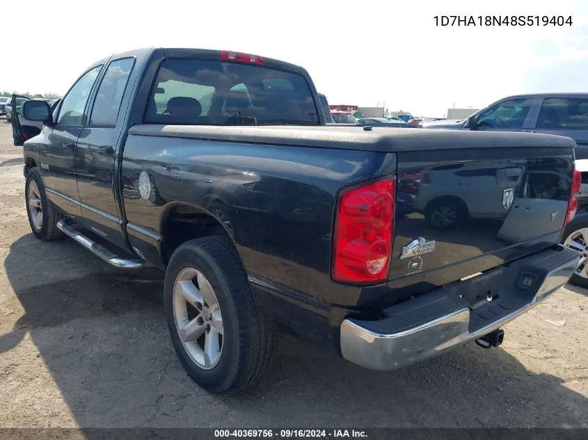 2008 Dodge Ram 1500 Slt VIN: 1D7HA18N48S519404 Lot: 40369756