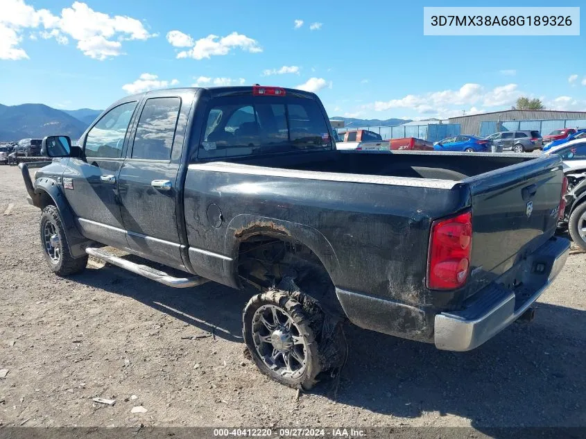 2008 Dodge Ram 3500 Slt VIN: 3D7MX38A68G189326 Lot: 40412220