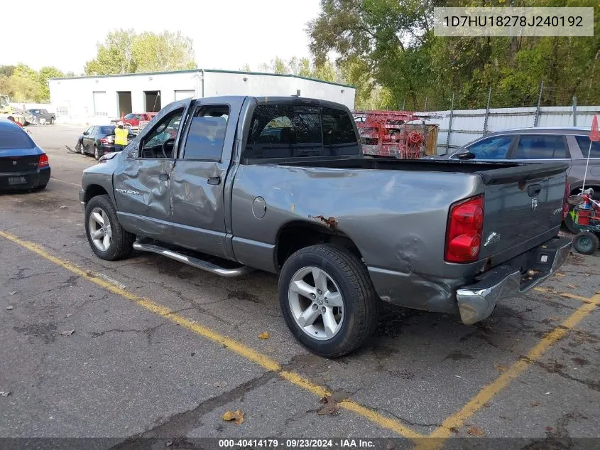 2008 Dodge Ram 1500 Slt VIN: 1D7HU18278J240192 Lot: 40414179