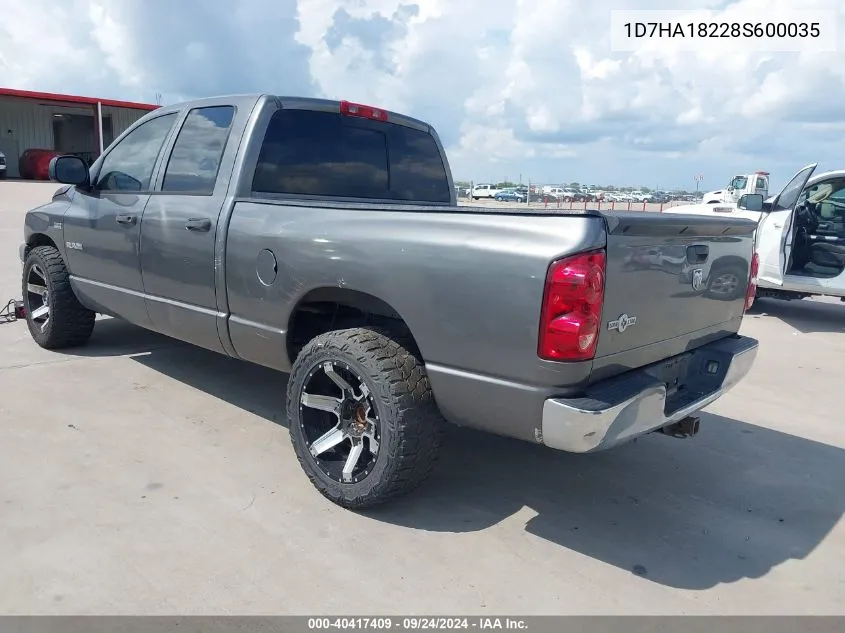 2008 Dodge Ram 1500 Slt VIN: 1D7HA18228S600035 Lot: 40417409