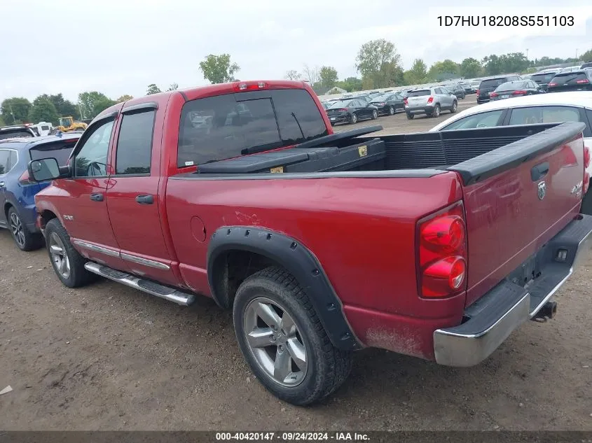 2008 Dodge Ram 1500 Slt VIN: 1D7HU18208S551103 Lot: 40420147