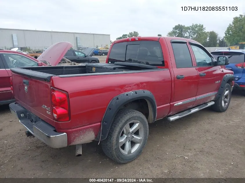 2008 Dodge Ram 1500 Slt VIN: 1D7HU18208S551103 Lot: 40420147