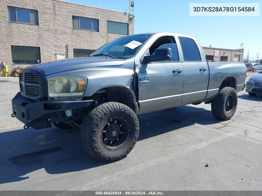 2008 Dodge Ram 2500 Slt/Power Wagon VIN: 3D7KS28A78G154584 Lot: 40425934