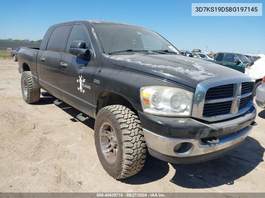 2008 Dodge Ram 1500 Sxt/Slt VIN: 3D7KS19D58G197145 Lot: 40439715