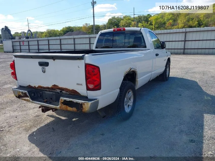 2008 Dodge Ram 1500 Slt VIN: 1D7HA16208J119807 Lot: 40449636