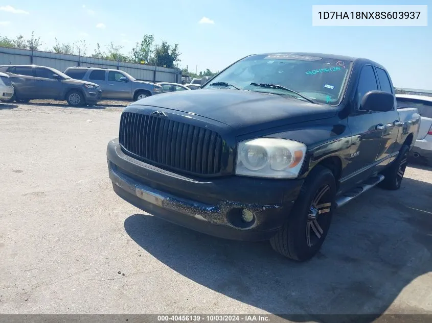 2008 Dodge Ram 1500 Slt VIN: 1D7HA18NX8S603937 Lot: 40456139