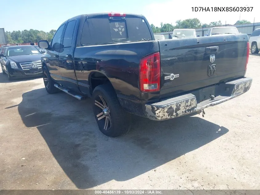 2008 Dodge Ram 1500 Slt VIN: 1D7HA18NX8S603937 Lot: 40456139