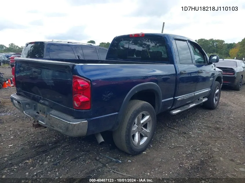 2008 Dodge Ram 1500 Slt VIN: 1D7HU18218J110103 Lot: 40487123