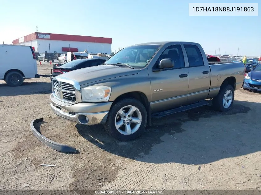 2008 Dodge Ram 1500 Slt VIN: 1D7HA18N88J191863 Lot: 40509511