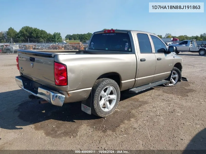 2008 Dodge Ram 1500 Slt VIN: 1D7HA18N88J191863 Lot: 40509511