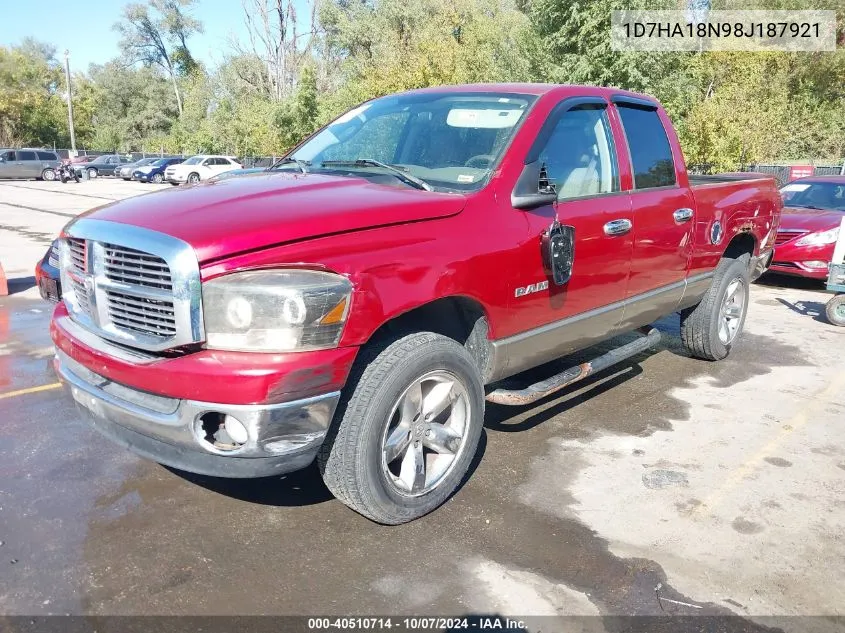 2008 Dodge Ram 1500 Slt VIN: 1D7HA18N98J187921 Lot: 40510714