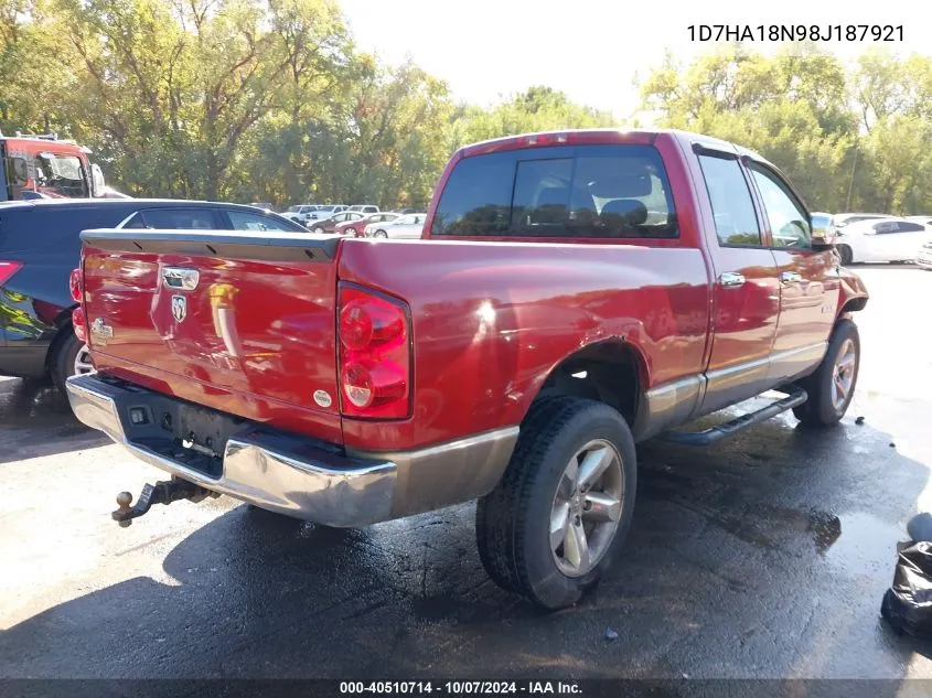 2008 Dodge Ram 1500 Slt VIN: 1D7HA18N98J187921 Lot: 40510714