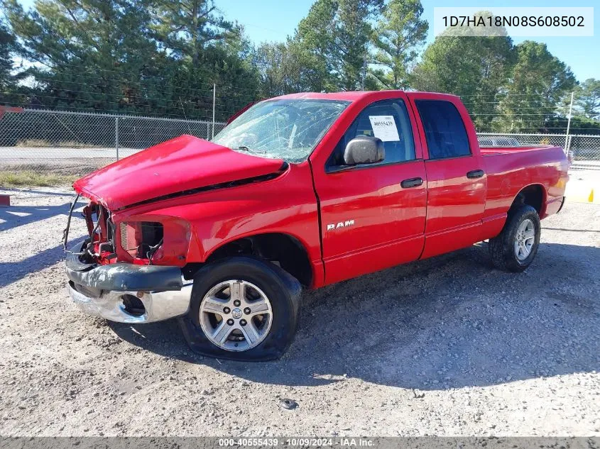 2008 Dodge Ram 1500 St/Sxt VIN: 1D7HA18N08S608502 Lot: 40555439