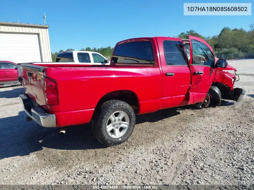 2008 Dodge Ram 1500 St/Sxt VIN: 1D7HA18N08S608502 Lot: 40555439