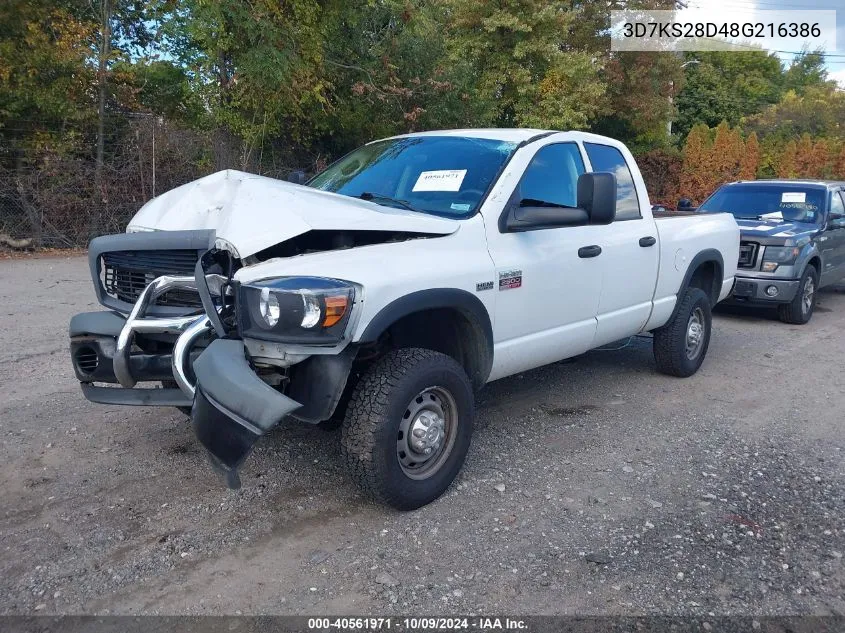 2008 Dodge Ram 2500 St/Sxt VIN: 3D7KS28D48G216386 Lot: 40561971