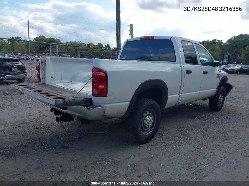 2008 Dodge Ram 2500 St/Sxt VIN: 3D7KS28D48G216386 Lot: 40561971