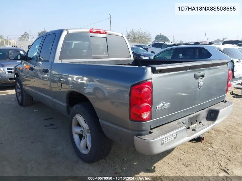 2008 Dodge Ram 1500 Slt VIN: 1D7HA18NX8S508665 Lot: 40570950