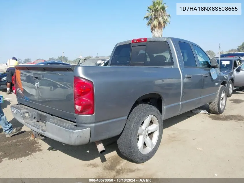 2008 Dodge Ram 1500 Slt VIN: 1D7HA18NX8S508665 Lot: 40570950