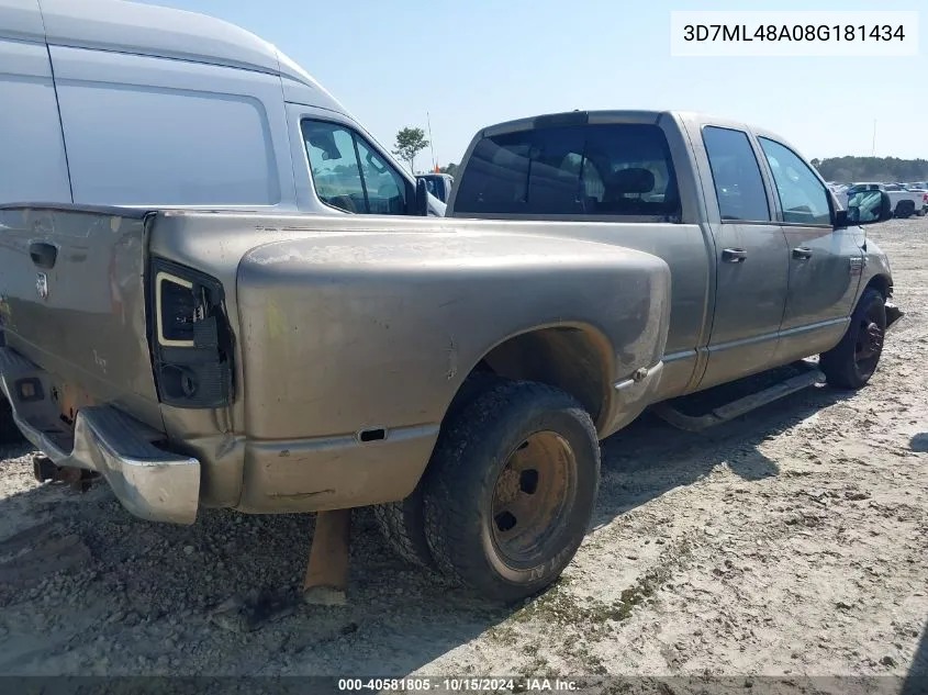 2008 Dodge Ram 3500 Slt VIN: 3D7ML48A08G181434 Lot: 40581805