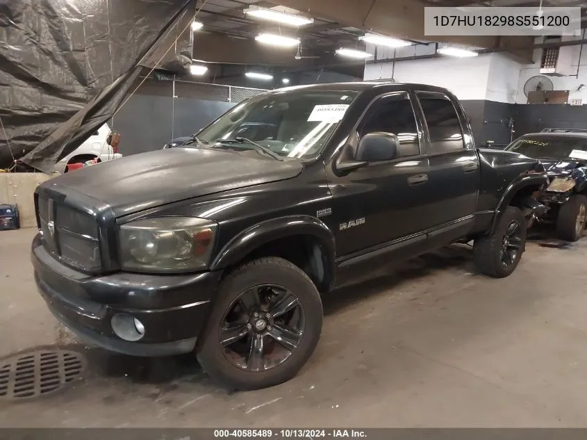 2008 Dodge Ram 1500 Slt VIN: 1D7HU18298S551200 Lot: 40585489