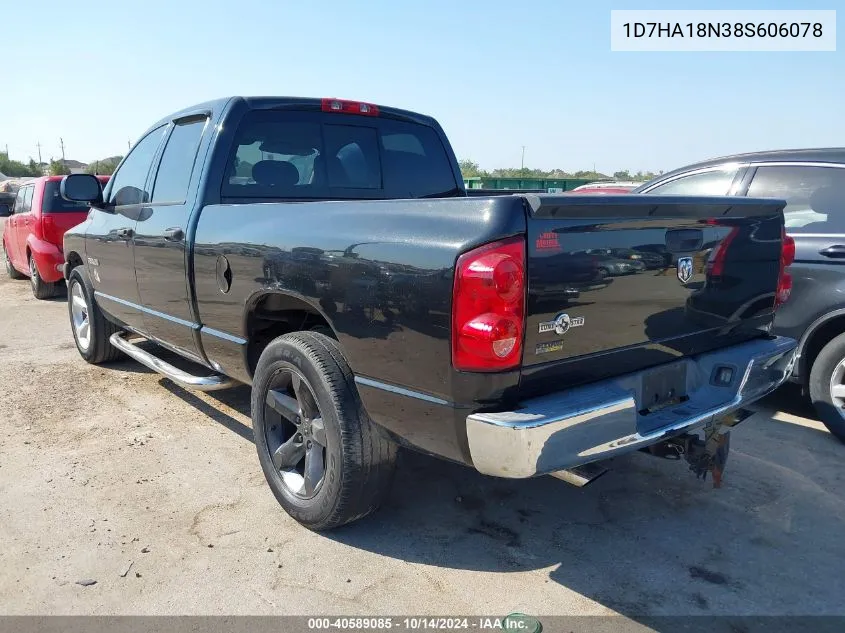 2008 Dodge Ram 1500 Slt VIN: 1D7HA18N38S606078 Lot: 40589085