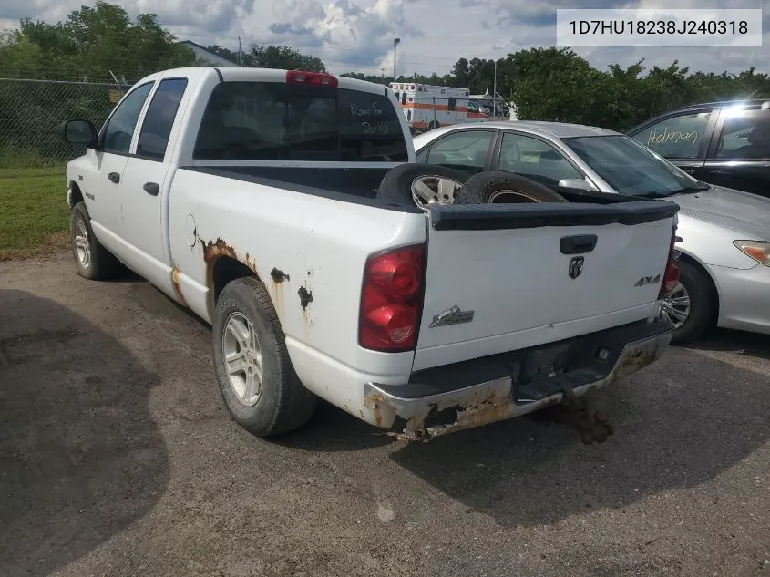 2008 Dodge Ram 1500 Slt VIN: 1D7HU18238J240318 Lot: 40603118